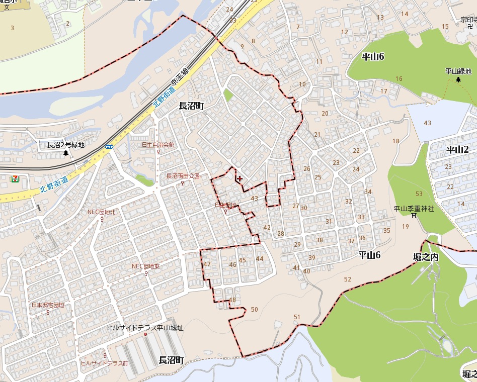 八王子市長沼町の地図
