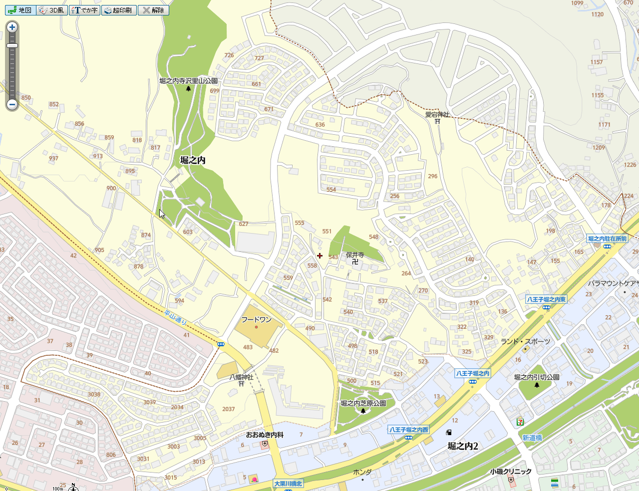 八王子市堀之内町旧番地の地図1
